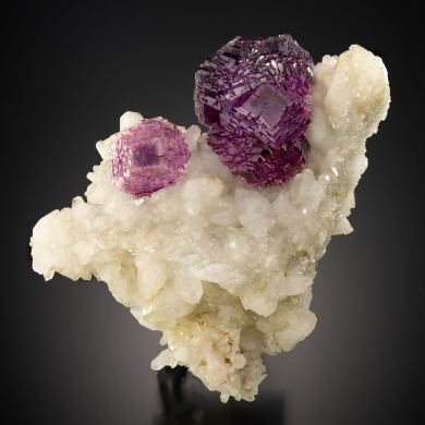 Fluorite with Calcite on Quartz