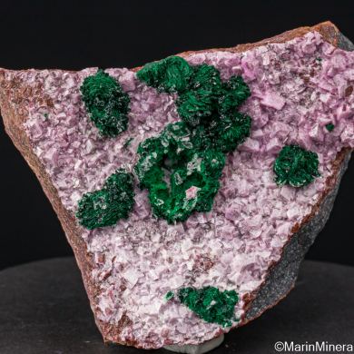 Malachite on Cobaltian Calcite