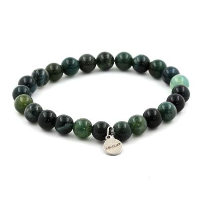 Moss Agate Bracelet 8 mm Beads.