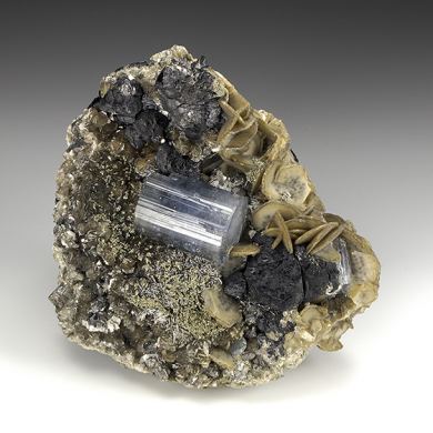 Fluorapatite with Sphalerite, Siderite, Pyrite