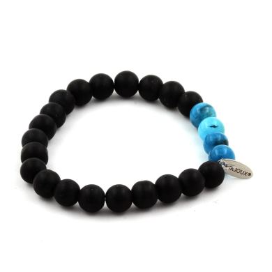 Matte Black Onyx + Apatite Bracelet 8 mm.