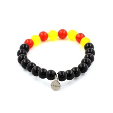 Black Agate + Yellow Agate + Red Agate Bracelet 8 mm Beads.