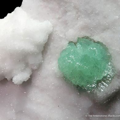 Adamite var. Cuprian on Calcite