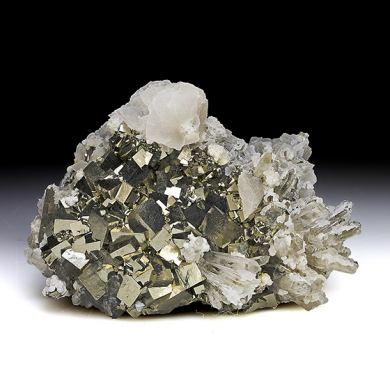 Pyrite with Calcite, Quartz