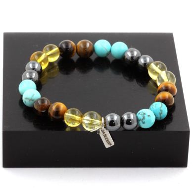 Citrine + Tiger's Eye + Turquoise + Hematite Bracelet 8 mm Beads.