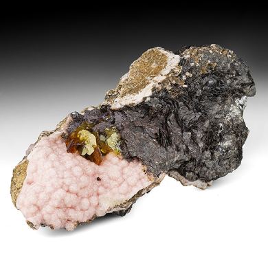 Shigaite with Rhodochrosite, Siderite