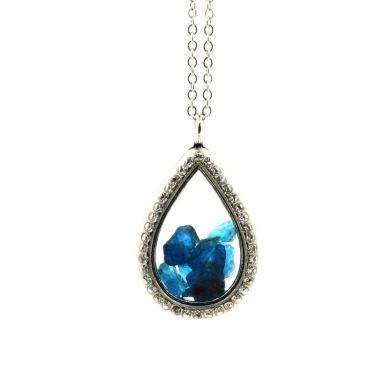 Raw neon blue Apatite necklace.