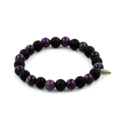 Amethyst + Matte Black Onyx Bracelet 8 mm.