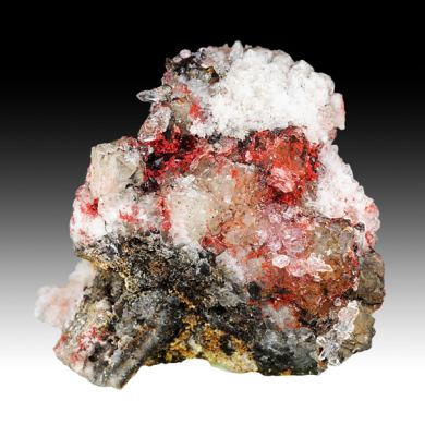 Cinnabar with Calcite, Quartz, Gypsum