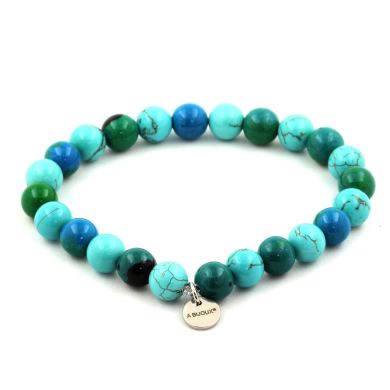 Chrysocolla + Turquoise Bracelet 8 mm Beads.