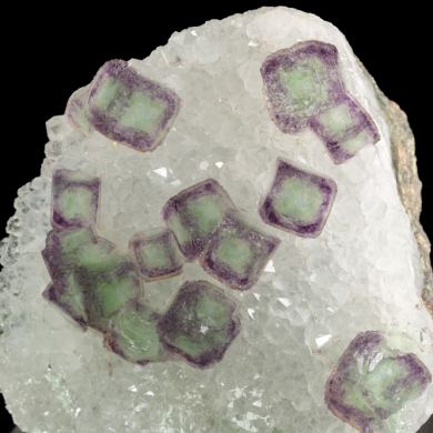 Fluorite on Quartz from Xiefang Mine in China