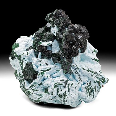 Kolwezite-Malachite after Dolomite with Chrysocolla after Barite