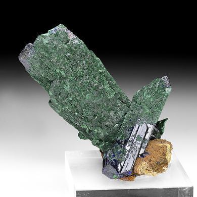 Malachite after Azurite with Azurite