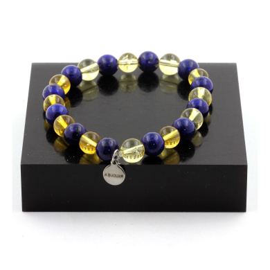 Lapis Lazuli + Citrine Bracelet 8 mm Beads.