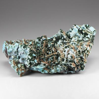 Chrysocolla pseudomorph with Malachite, Quartz