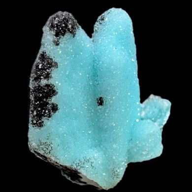 Chrysocolla pseudo. after gypsum, quartz, malachite