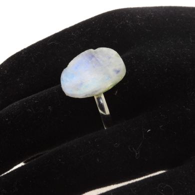 Silver Plated raw Moonstone Ring. 13.43 ct.