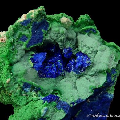 Conichalcite ps. Azurite with Azurite 