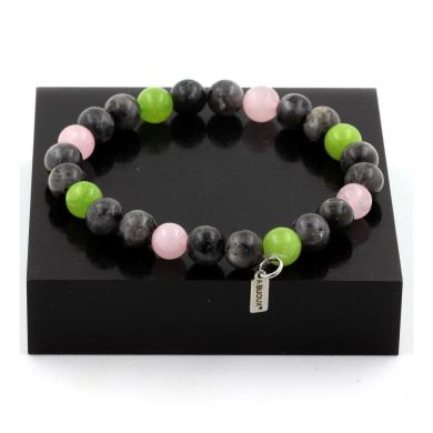 Peridot + Labradorite + Rose Quartz Bracelet 8 mm Beads.