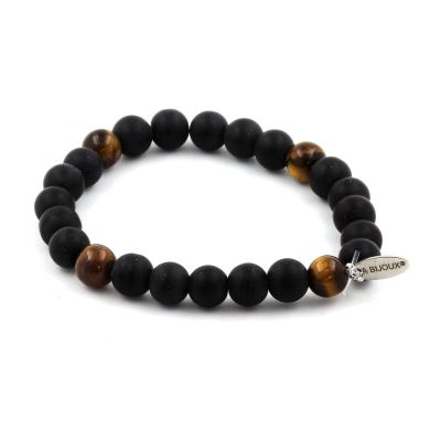 Matte Black Onyx + Tiger's Eye Bracelet 8 mm.