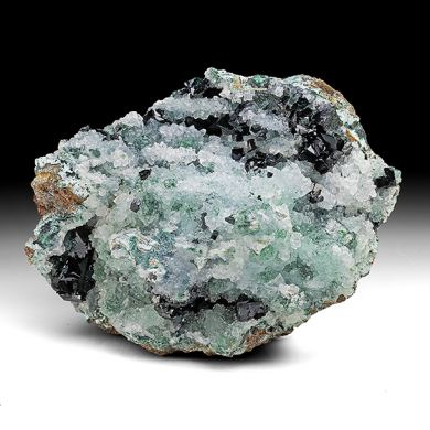 Clinoatacamite with Calcite, Malachite