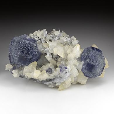 Fluorite with Calcite, Quartz