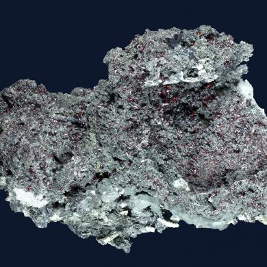 Proustite on Polybasite(?)