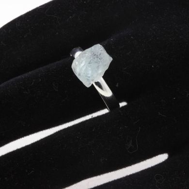 Silver Plated raw Aquamarine Ring. 10.75 ct.