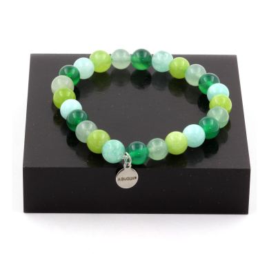 Green Agate + Aventurine + Peridot + Angelite Bracelet 8 mm Beads.