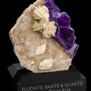 Fluorite & Barite on Quartz from Berbes, Spain