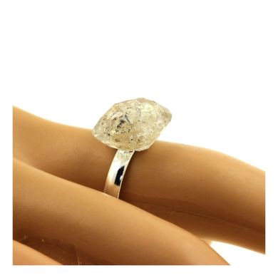 Silver Plated raw petroleum Quartz Ring. 12.84 ct.