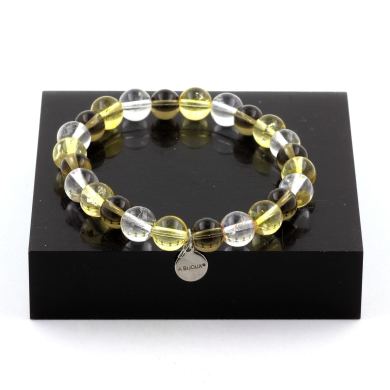 Smoky Quartz + Citrine + Quartz Bracelet 8 mm Beads.