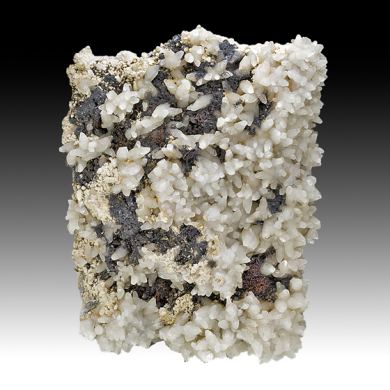 Silver, Acanthite with Calcite