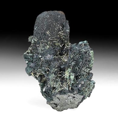 Tennantite after Azurite with Mimetite, Brochantite