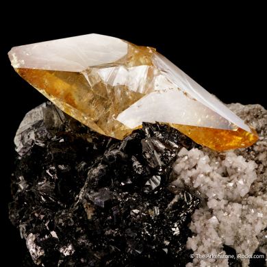 Calcite on Sphalerite, with Dolomite