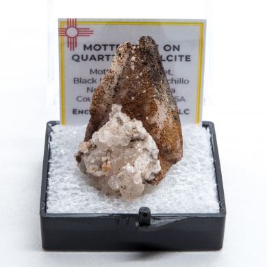 Mottramite on Quartz ps. Calcite