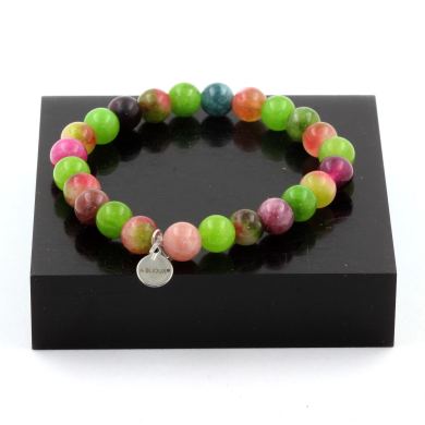 Multicolor Tourmaline + Watermelon Tourmaline + Peridot Bracelet 8 mm Beads.