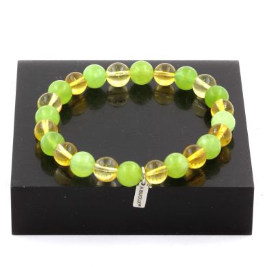 Citrine + Peridot Bracelet 8 mm Beads.