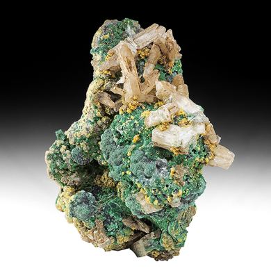 Cerussite with Malachite, Pyromorphite