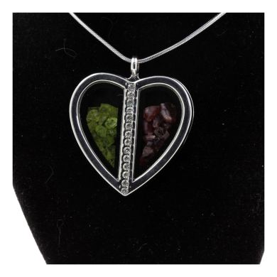 Raw Rhodolite Garnet + Peridot necklace.