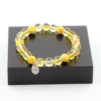 Citrine + Purple Yellow Jasper Bracelet 8 mm Beads.