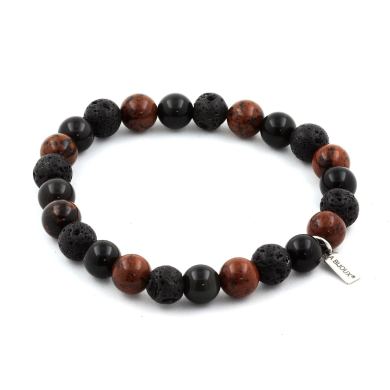 Mahogany Obsidian + Black Obsidian + Lava Bracelet 8 mm Beads.