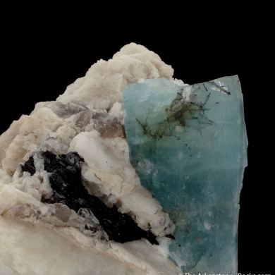 Beryl var. Aquamarine on Feldspar