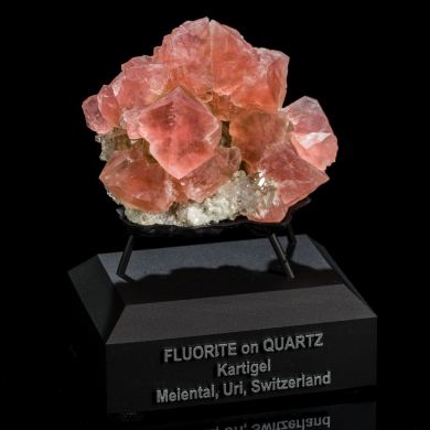 Pink Fluorite on Quartz from Uri, Switzerland