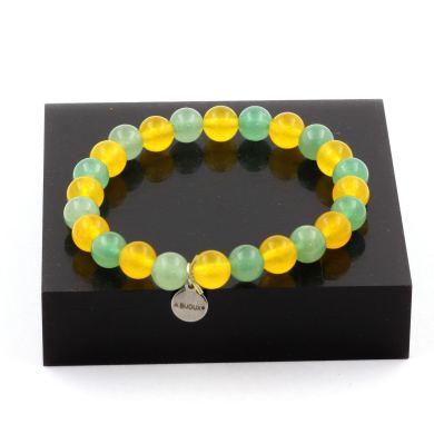 Aventurine + Yellow Agate Bracelet 8 mm Beads.