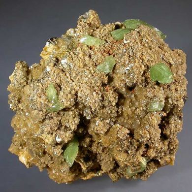 Ludlamite on Siderite and Pyrite