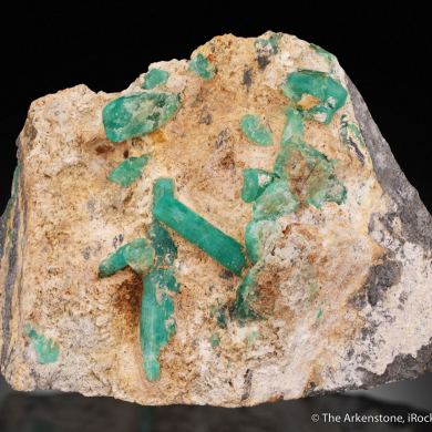 Beryl var. Emerald, on Calcite