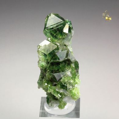 gem GARNET var. GROSSULAR with GREEN CHROMIAN PHANTOMS, DIOPSIDE