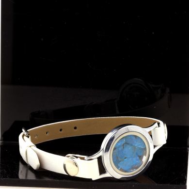 Raw neon blue Apatite strap watch model 25 mm.