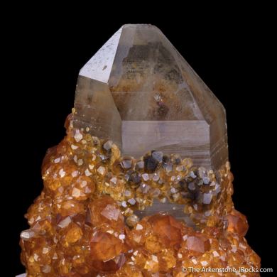 Spessartine on Smoky Quartz